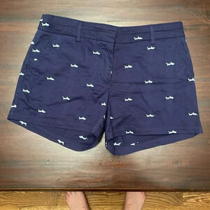 British Khaki blue shark embroidered shorts size 6